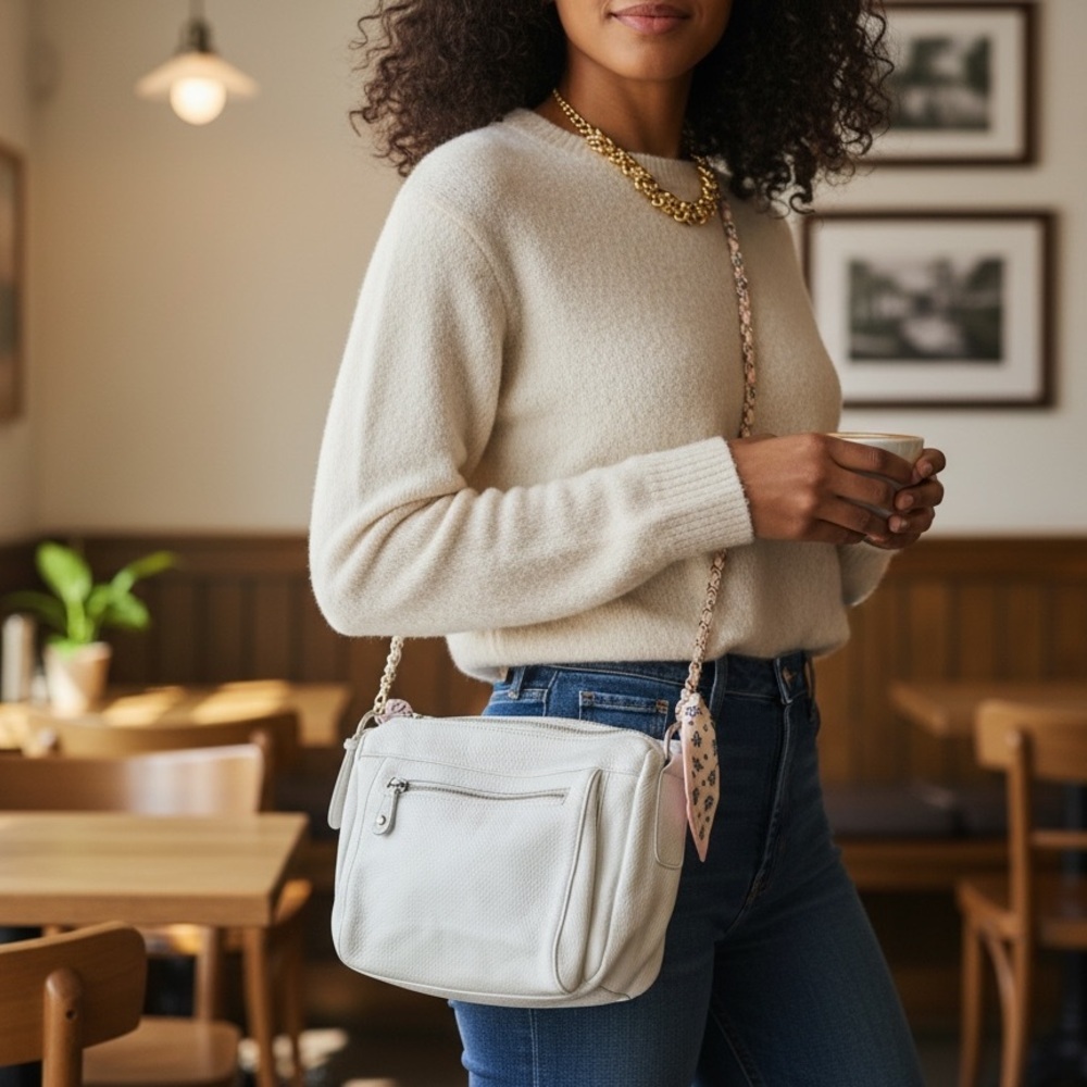 Furla White Leather Shoulder Bag